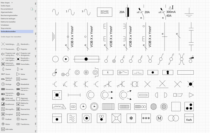 Elektrisch schema huisinstallatie symbolen
